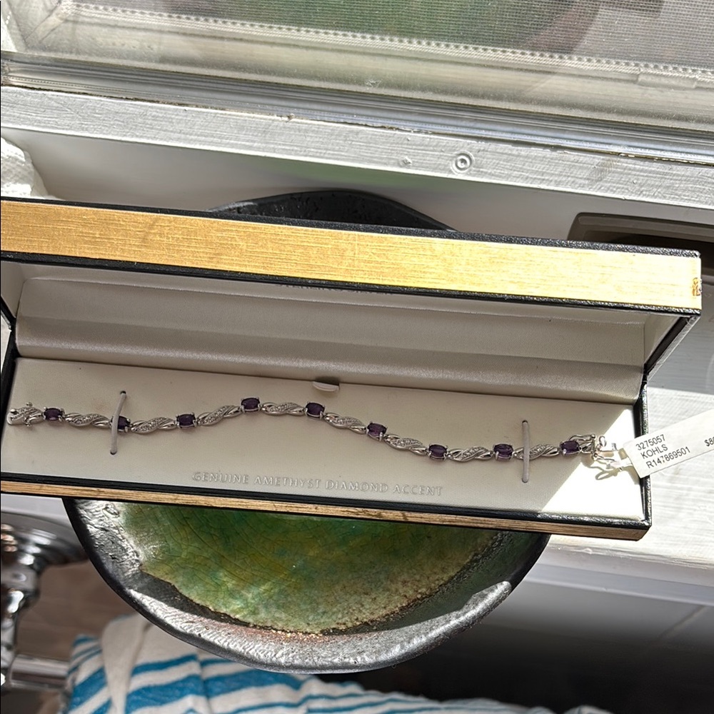 Elegant Silver Amethyst and Diamond Bracelet